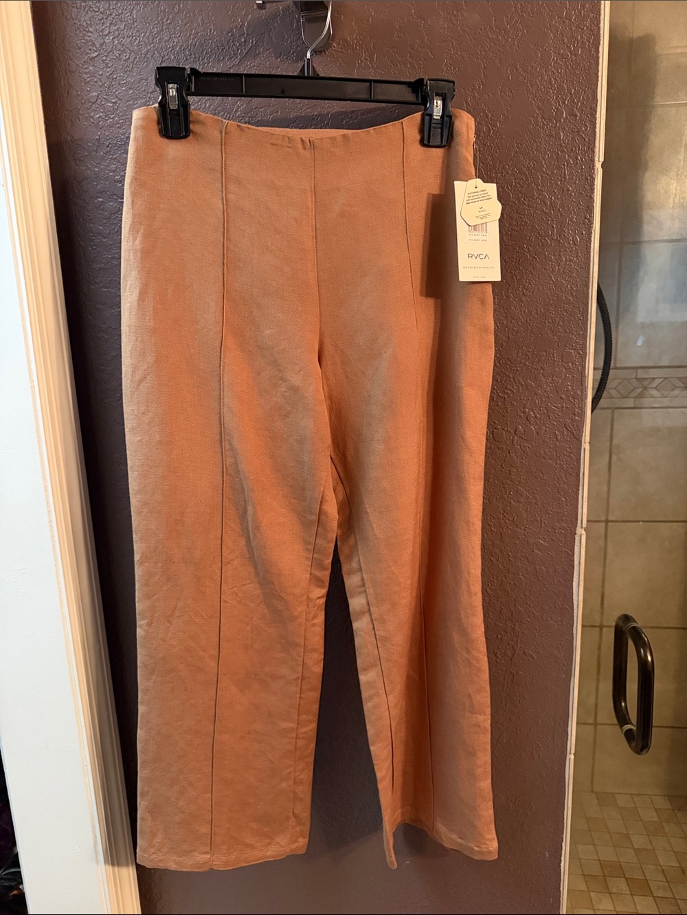 RVCA Rust Wide-Leg Pants - lightweight